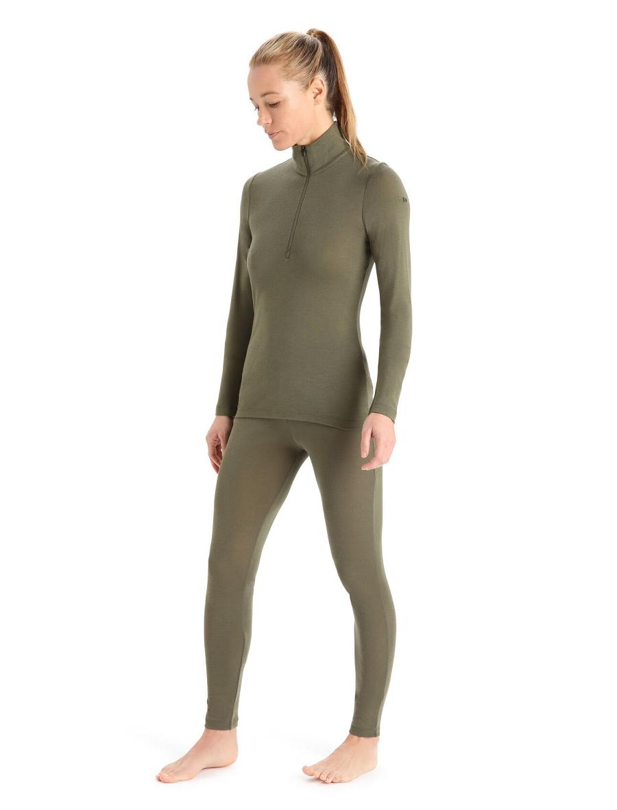 Loden Icebreaker Merino 175 Everyday Long Sleeve Half Zip Thermal Top Women's Base Layers | AU 1862DFMN